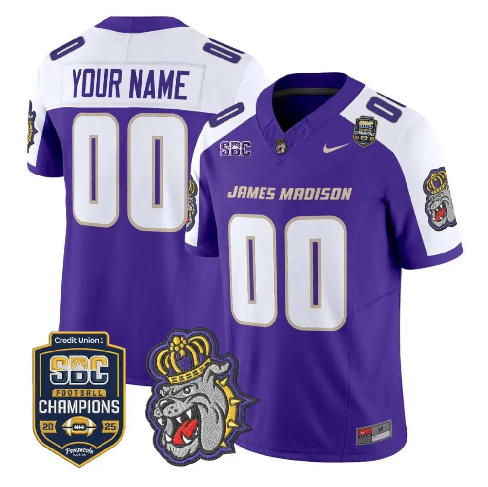 James Madison Dukes Custom Purple White Gratitude Limited Football Jersey