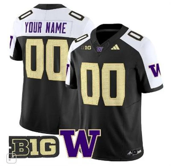 Washington Huskies Custom Black White Gratitude Limited Football Jersey