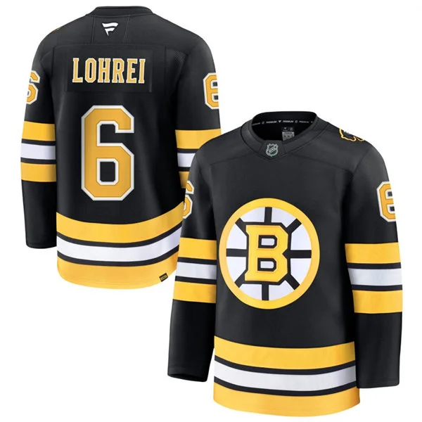 Mens Boston Bruins #6 Mason Lohrei Fanatics 2025 Black Home Premium Jersey
