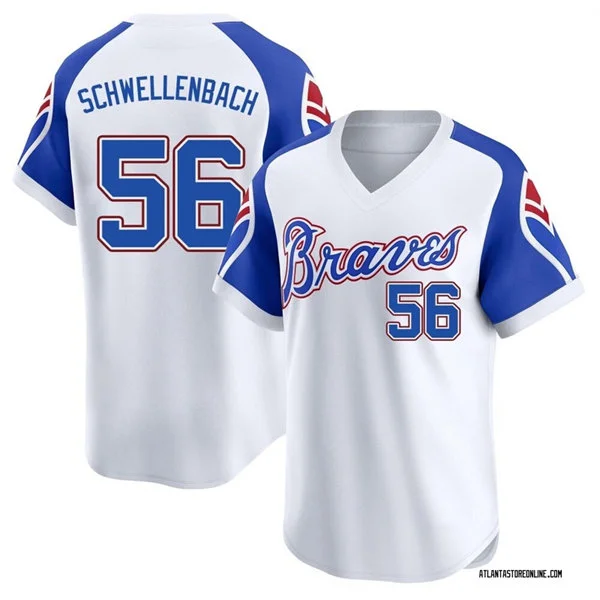 Mens Atlanta Braves #56 Spencer Schwellenbach Nike White Pullover Cooperstown Jersey