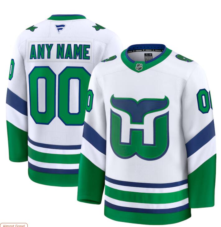 Men's Youth Carolina Hurricanes Custom White Fanatics Throwback Jersey