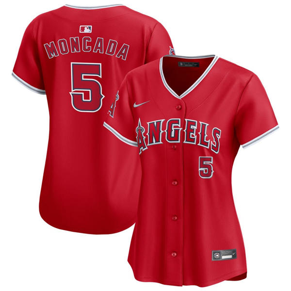 Mens Los Angeles Angels #5 Yoan Moncada Nike Scarlet Alternate Limited Jersey
