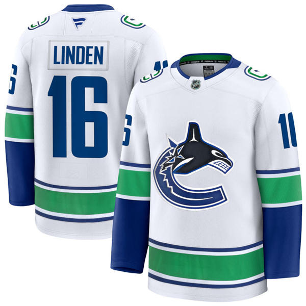 Men's Vancouver Canucks Retired Player #16 Trevor Linden Fanatics Away White Player Jersey
