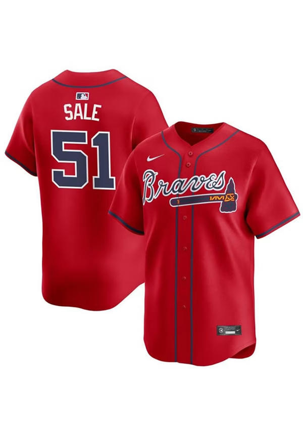 Youth Atlanta Braves #51 Chris Sale Nike Red Alternate Limited Jersey
