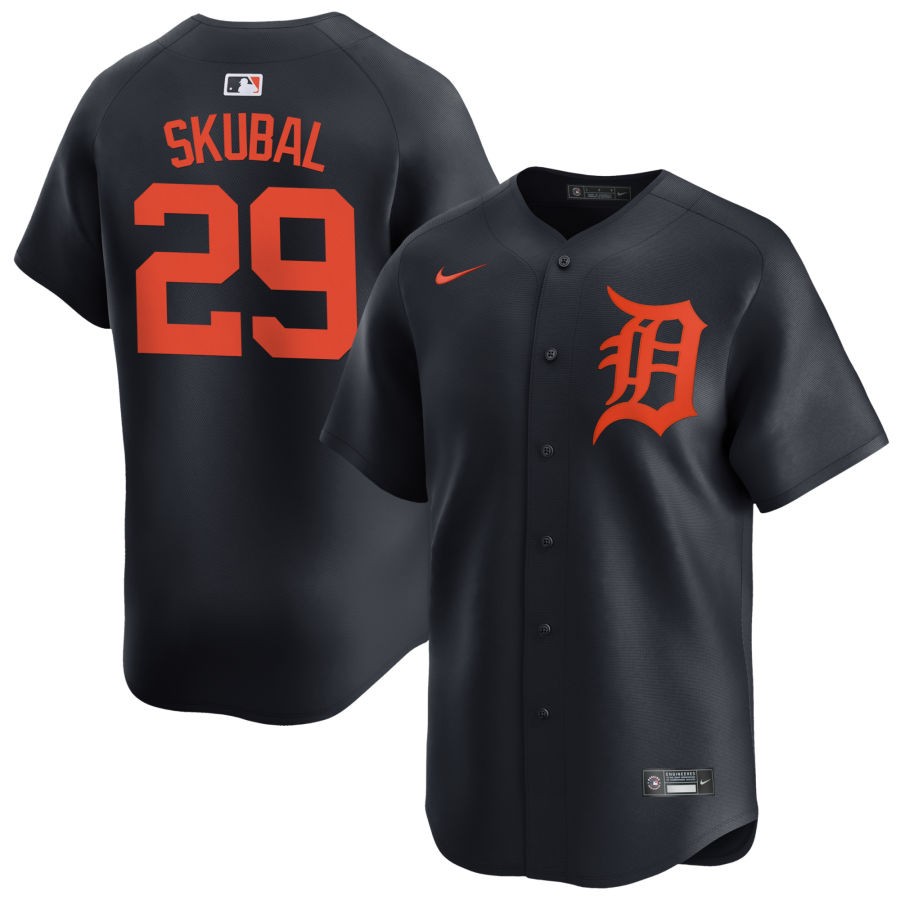 Youth Detroit Tigers #29 Tarik Skubal Nike Navy Orange Limited Player Jersey