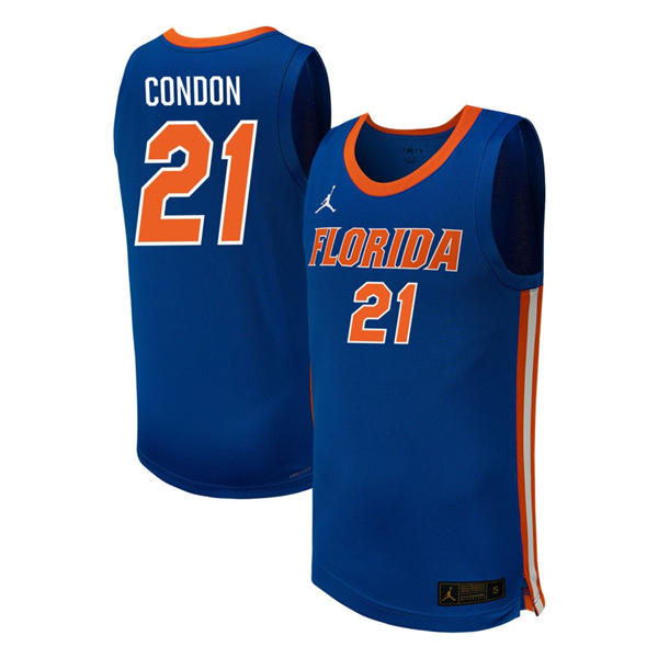 Mens Youth Florida Gators #21 Alex Condon 2025 Royal College Basketball Game Jersey