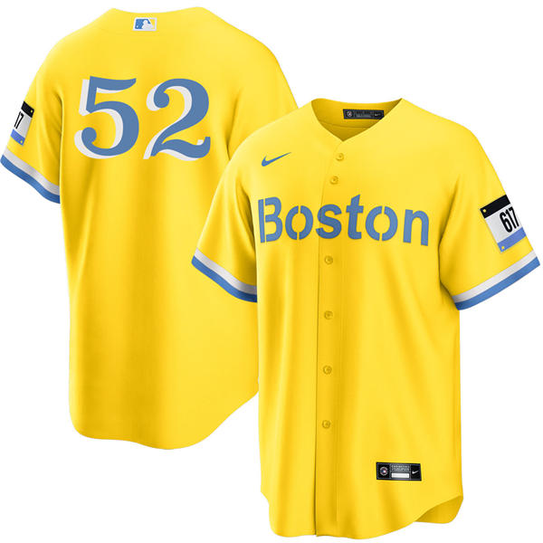 Mens Boston Red Sox #52 Wilyer Abreu Yellow City Connect Limted Player Jersey