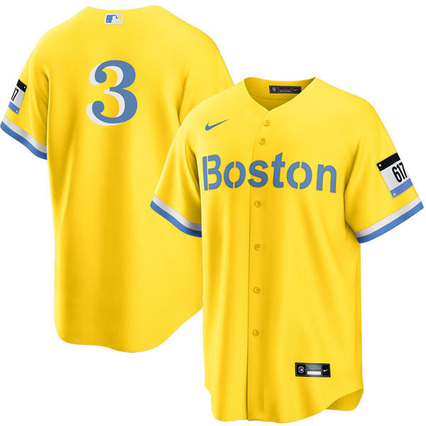 Youth Boston Red Sox #3 Ceddanne Rafaela Yellow City Connect Limted Player Jersey
