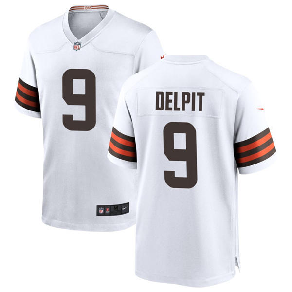 Youth Cleveland Browns #9 Grant Delpit Nike White Away Vapor Limited Jersey