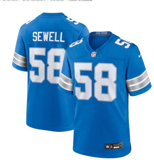 Youth Detroit Lions #58 Penei Sewell Nike Blue Vapor F.U.S.E. Limited Jersey
