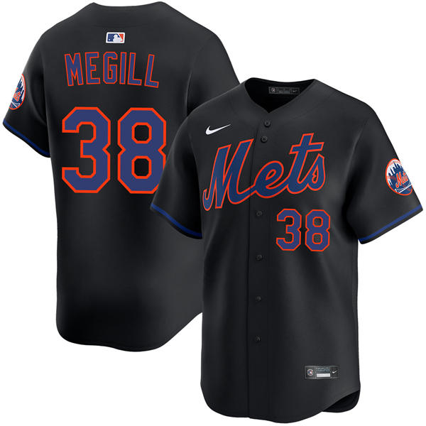 Mens New York Mets #38 Tylor Megill Nike Black Alternate Limited Player Jersey