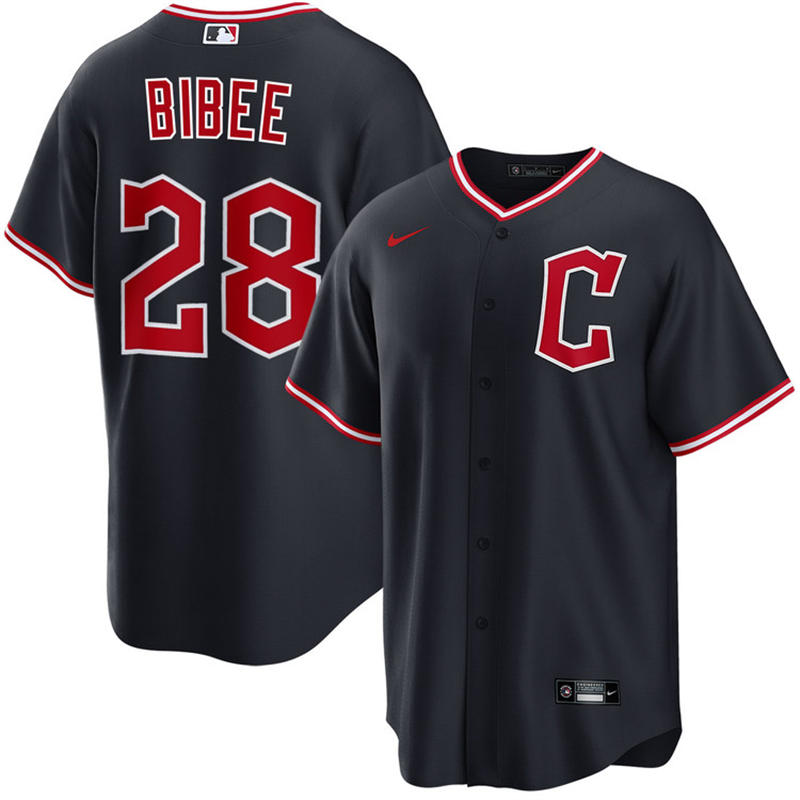 Youth Cleveland Guardians #28 Tanner Bibee Nike 2025 Navy Alternate Limited Player Jersey