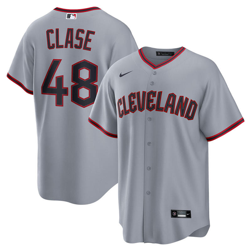 Youth Cleveland Guardians #48 Emmanuel Clase Nike 2025 Gray Road Limited Player Jersey