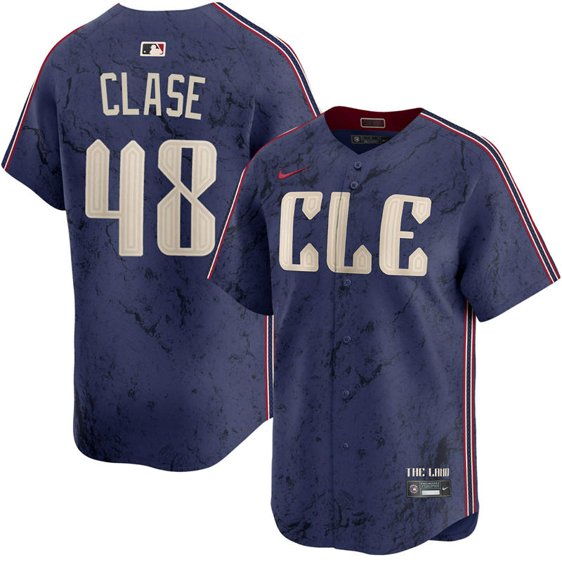 Youth Cleveland Guardians #48 Emmanuel Clase Nike Navy City Connect Limited Jersey