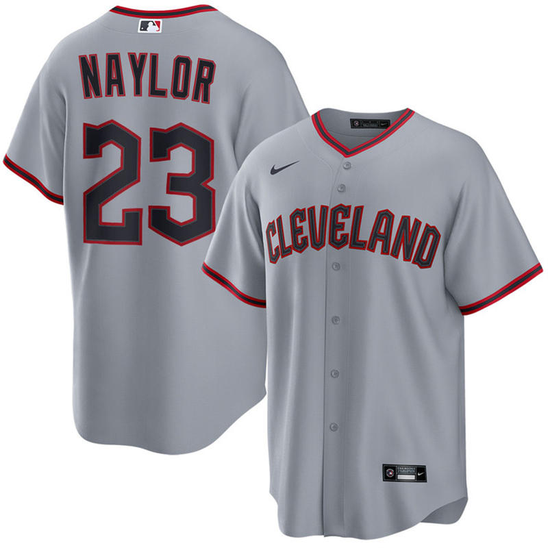 Mens Cleveland Guardians #23 Bo Naylor Nike 2025 Gray Road Limited Player Jersey