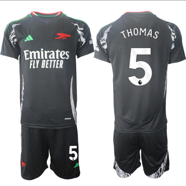 Mens Arsenal FC #5 Thomas Partey 2025 Black Away Soccer Jersey kit