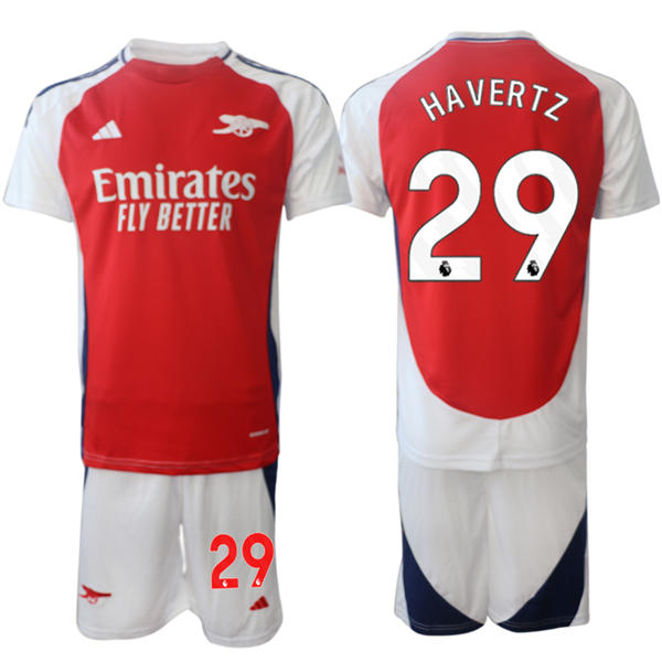 Mens Arsenal FC #29 Kai Havertz 2025 Red Home Soccer Jersey kit