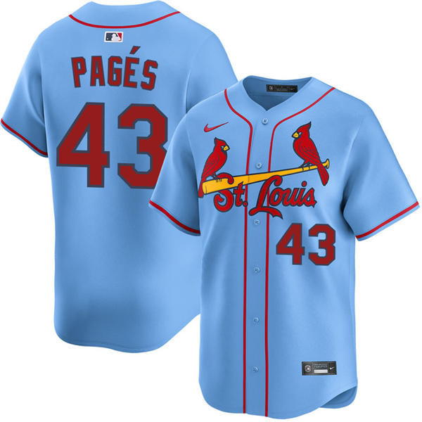 Men's St. Louis Cardinals #43 Pedro Pages Nike Light Blue Alternate Limited Jersey