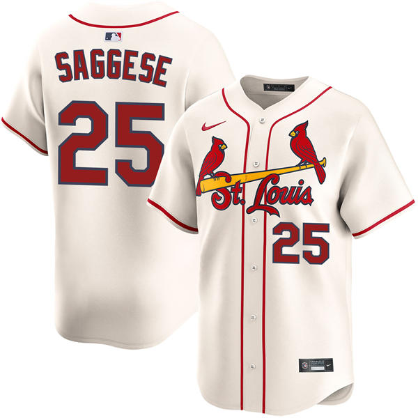 Men's St. Louis Cardinals #25 Thomas Saggese Nike Cream Alternate Limited Jersey