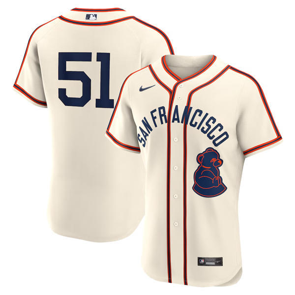 Men's San Francisco Giants #51 Jung Hoo Lee Nike Cream Rickwood Classic Authentic Player Jersey