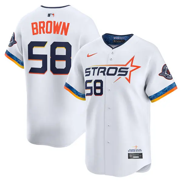 Youth Houston Astros #58 Hunter Brown White 2025 City Connect Edition 2.0 Jersey