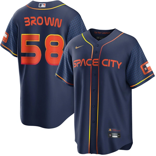 Youth Houston Astros #58 Hunter Brown Navy City Connect Edition Jersey