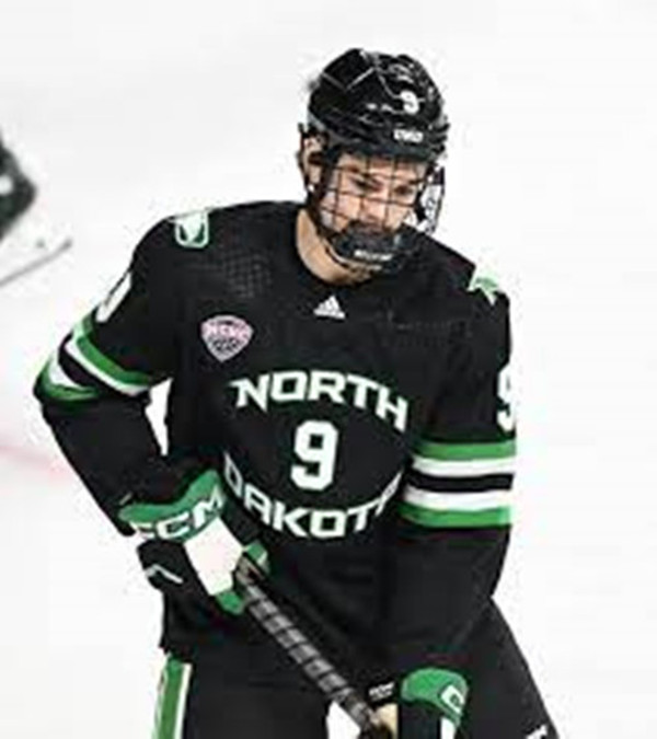 North Dakota Fighting Hawks #9 Sacha Boisvert Black College Hockey Game Jersey