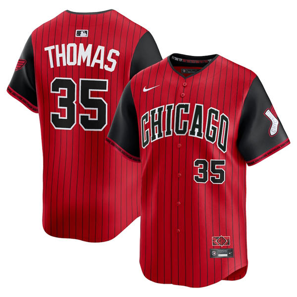 Mens Chicago White Sox Retired Player #35 Frank Thomas 2025 City Connect 2.0 Limited Player Jersey Red Black