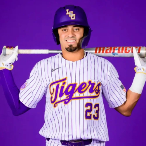 Mens Youth LSU Tigers #23 Luis Hernandez Nike 2025 White Pinstripe College Baseball Game Jersey