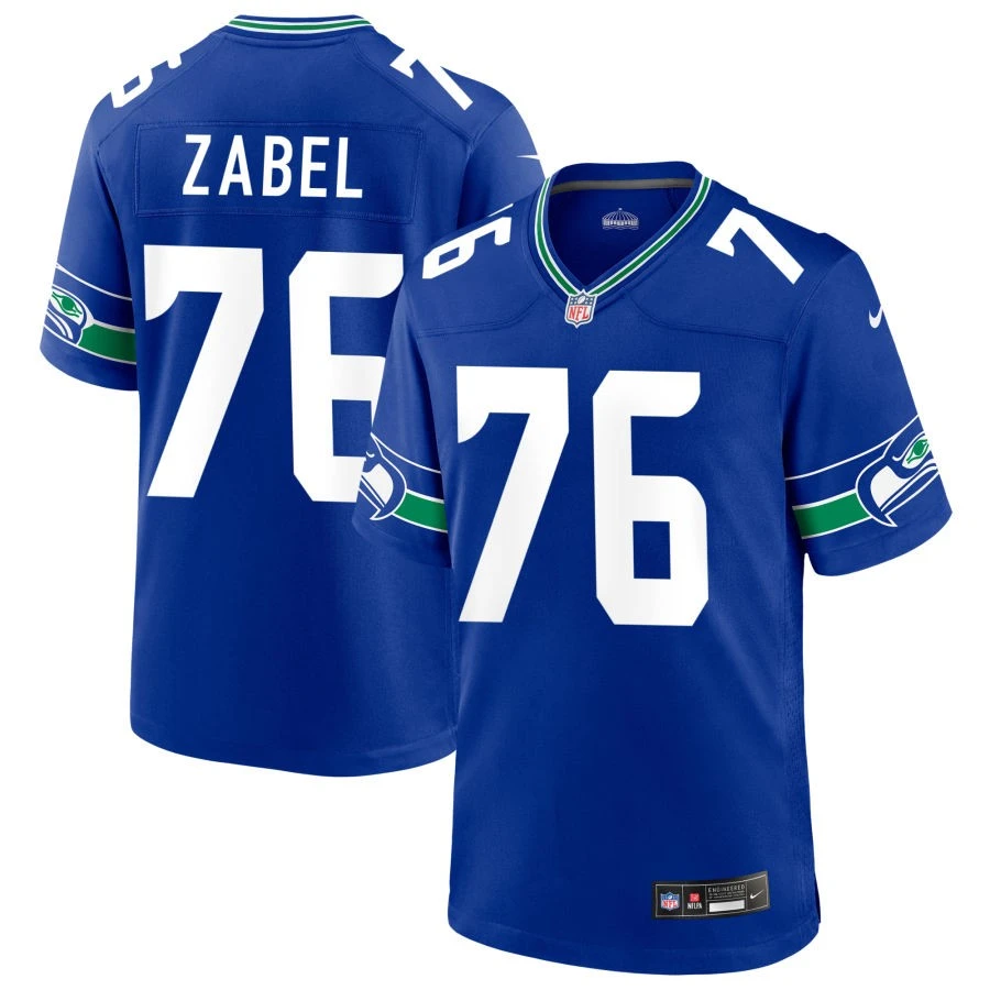 Youth Seattle Seahawks #76 Grey Zabel Nike Royal Throwback Limited Jersey