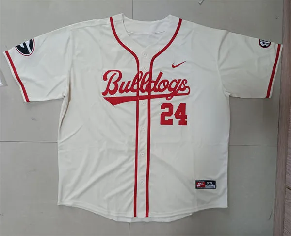 Georgia Bulldogs #24 Charlie Condon Cream Retro Baseball Game Jersey