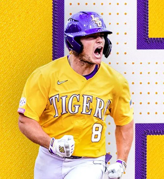 LSU Tigers #8 Gavin Guidry 2025 Gold College Baseball Game Jersey