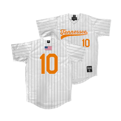 Tennessee Volunteers #10 Chris Newstrom Nike 2025 White Pinstripe Baseball Game Jersey