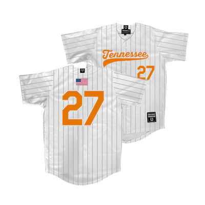 Tennessee Volunteers #27 Stone Lawless Nike 2025 White Pinstripe Baseball Game Jersey