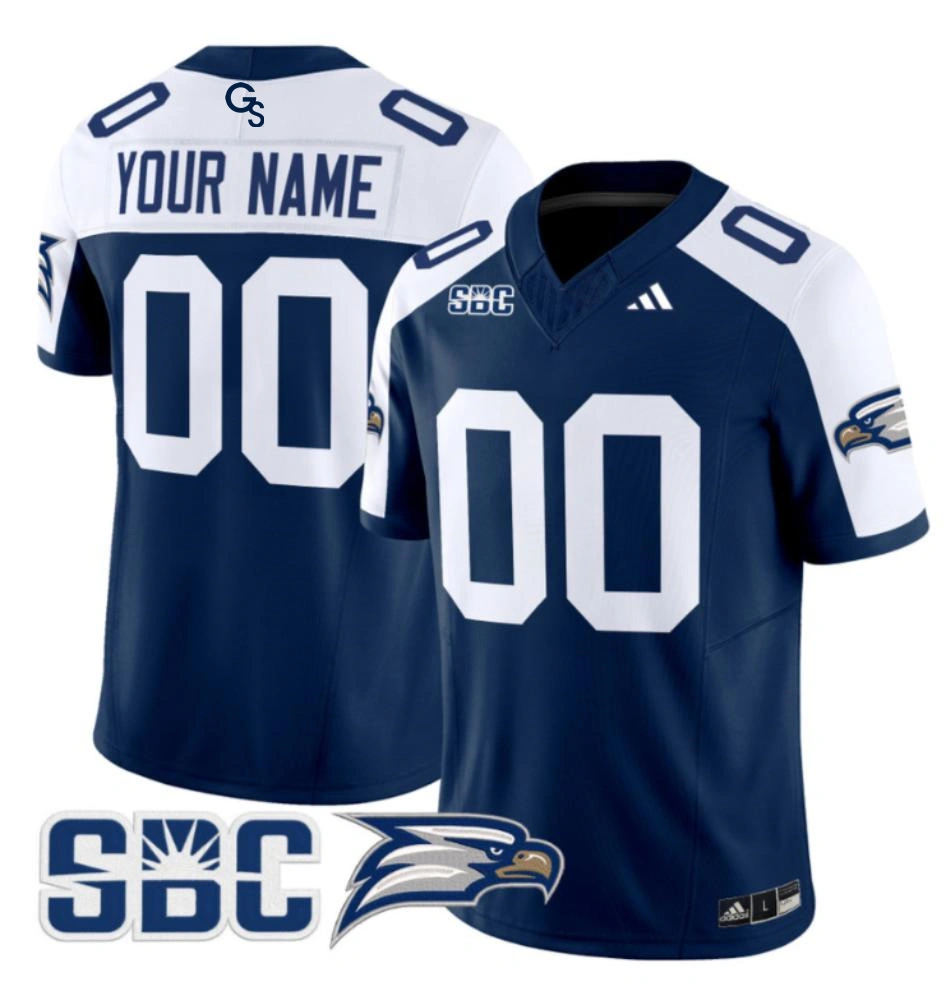 Georgia Southern Eagles Custom Navy White Gratitude Football Limited Jersey