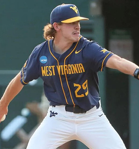 West Virginia Mountaineers #29 Reese Bassinger Navy College Baseball Game Jersey