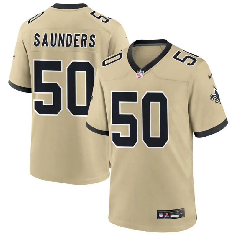 Youth New Orleans Saints #50 Khalen Saunders Nike Gold Gameday Golds Alternate F.U.S.E. Limited Jersey