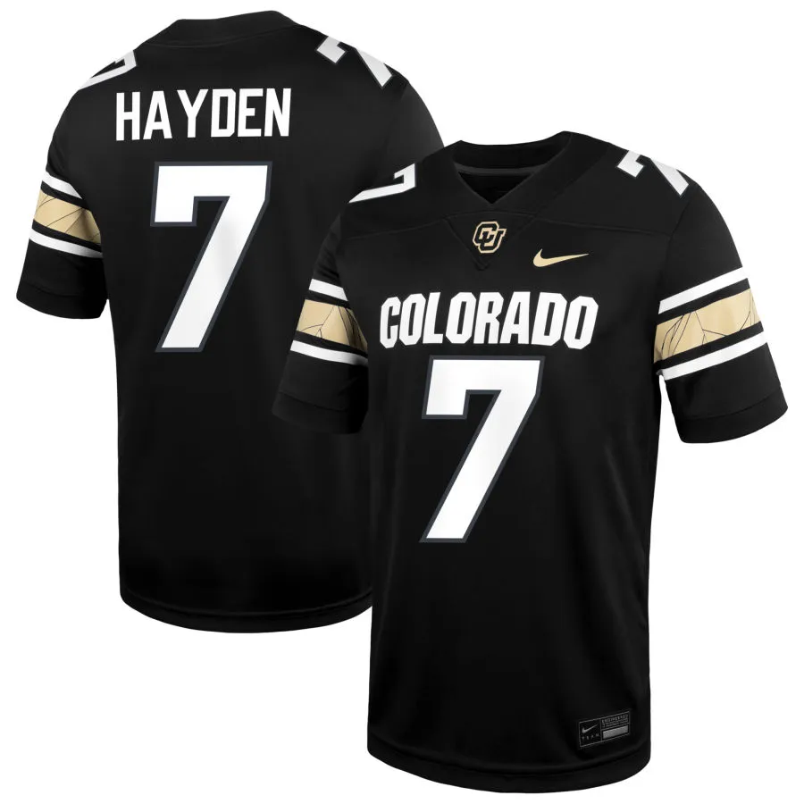 Colorado Buffaloes #7 Dallan Hayden 2025 Black White College Football Game Jersey
