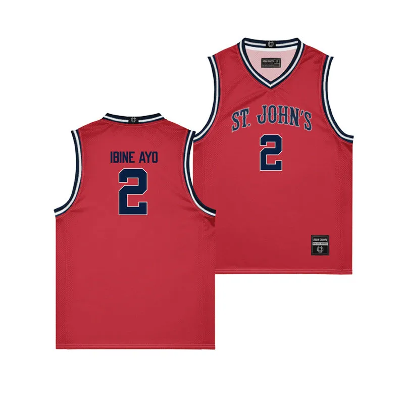 St. John's Red Storm #2 Sadiku Ibine Ayo 2025 Red Basketball Game Jersey