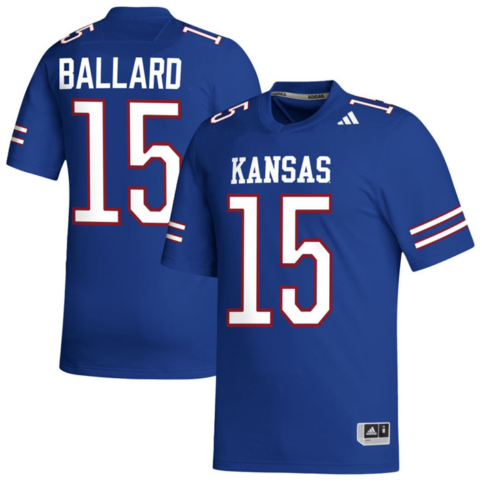 Kansas Jayhawks #15 Cole Ballard 2023 Royal Adidas Football Uniform Jersey