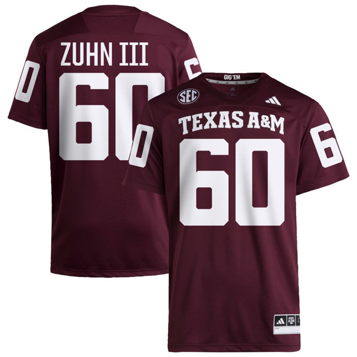 Texas A&M Aggies #60 Trey Zuhn III 2025 Maroon College Football Game Jersey