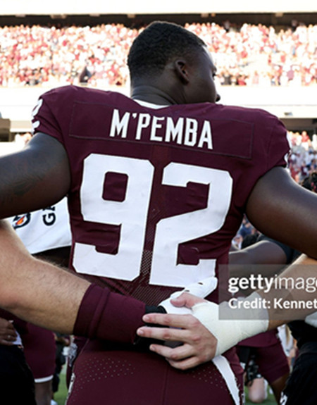 Texas A&M Aggies #92 Sam M'Pemba 2025 Maroon College Football Game Jersey