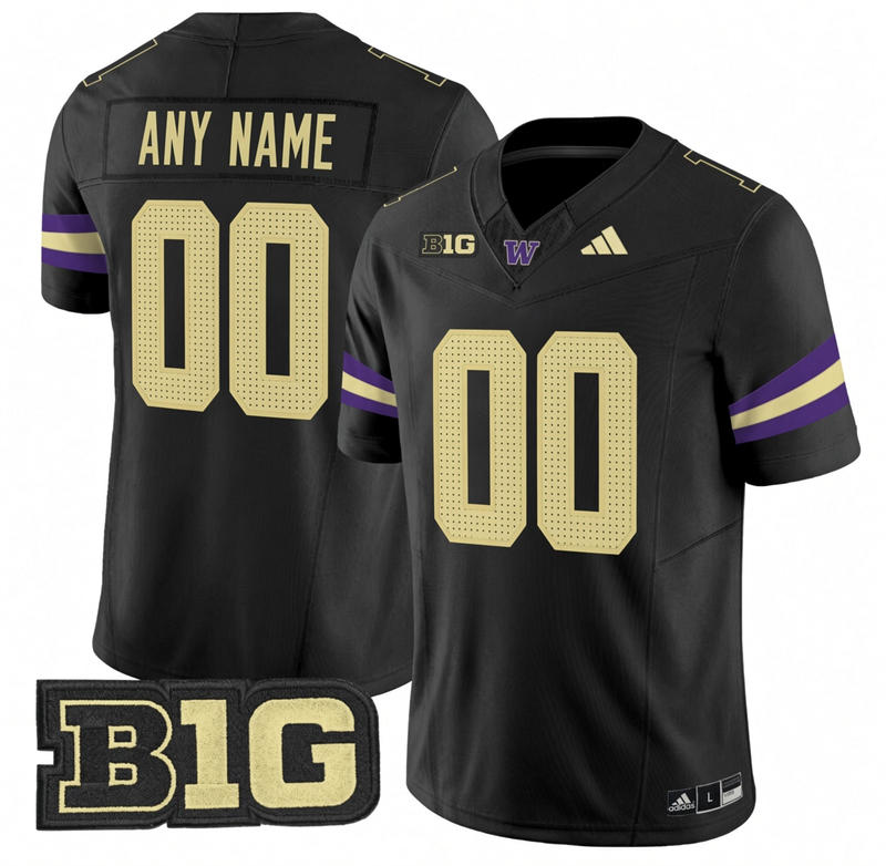 Washington Huskies Custom 2025 Black Alternate Premier Strategy Football Jersey