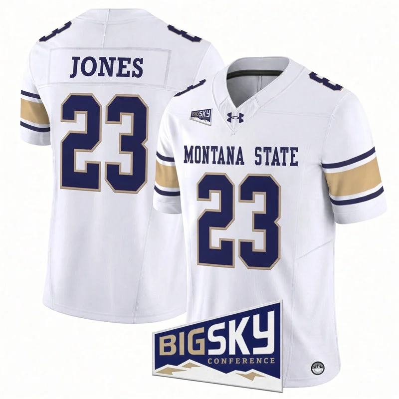 Montana State Bobcats #23 Adam Jones White Football Game Jersey
