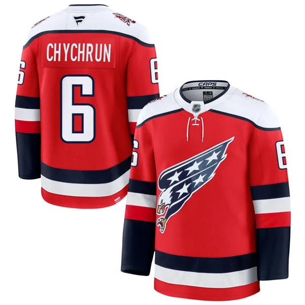 Men's Washington Capitals #6 Jakob Chychrun Red Screaming Eagle Alternate Premium Jersey