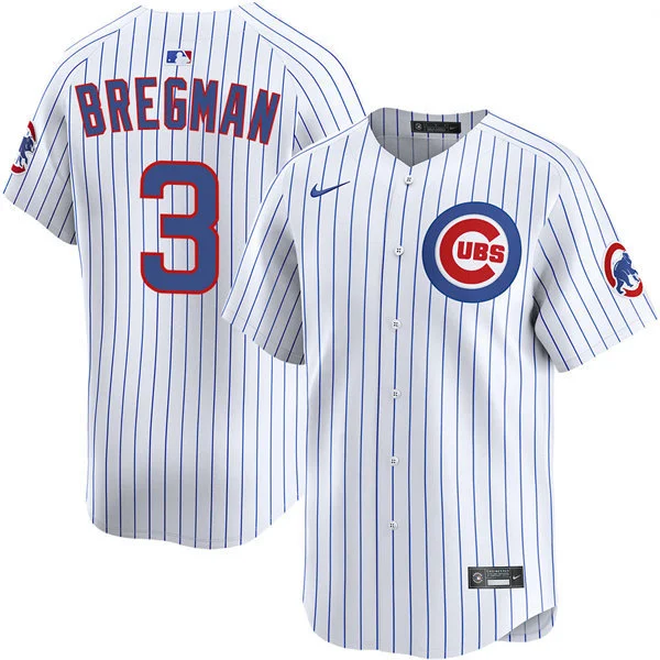 Youth Chicago Cubs #3 Alex Bregman Nike White Pinstripe Home Limited Jersey