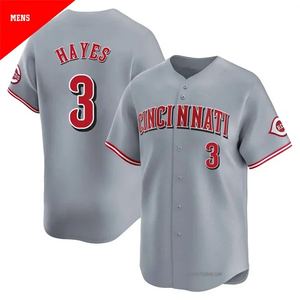 Mens Cincinnati Reds #3 Ke'Bryan Hayes  Nike Road Gray Limited Player Jersey