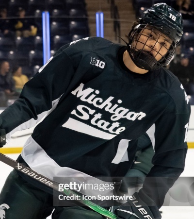 Michigan State Spartans #18 Ryker Lee 2024 Green Hockey Jersey
