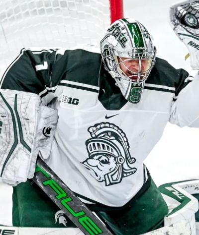 Michigan State Spartans #1 Trey Augustine White Retro Hockey Jersey