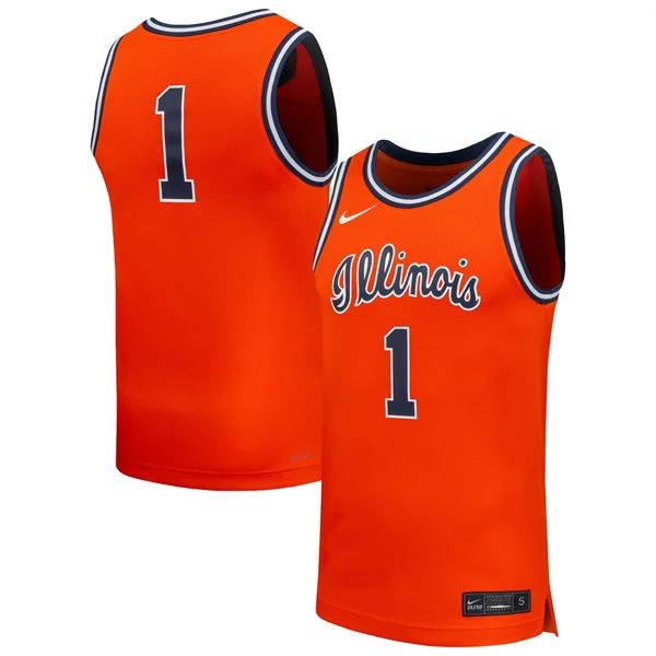 Illinois Fighting Illini Custom Nike 2026 Orange Navy Illinois Basketball Game Jersey